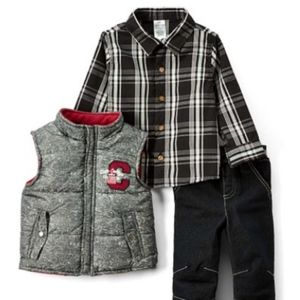 Nannette Baby 3 Piece Puffer Vest, Shirt & Pant Set NWT